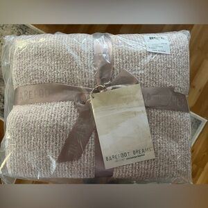 Barefoot Dreams Cozy Chic Micro Stripe Blanket Dusty Mauve - Cream